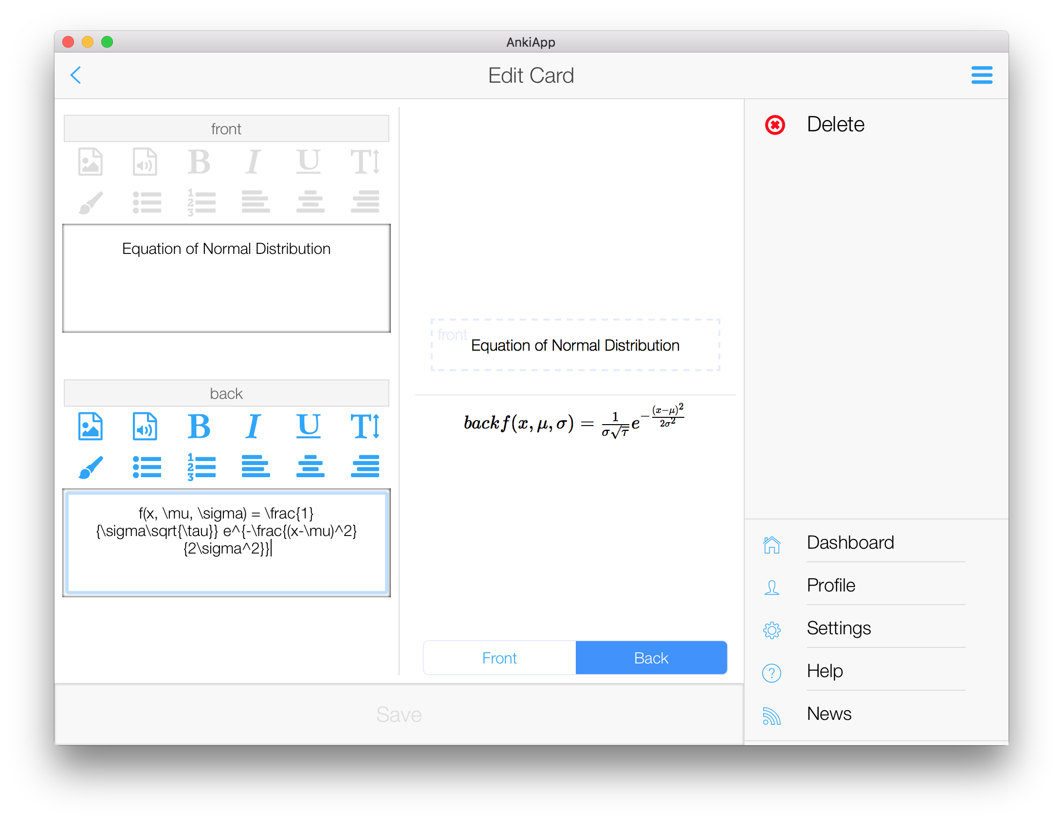 AnkiApp Support Can I Use TeX LaTex With AnkiApp 